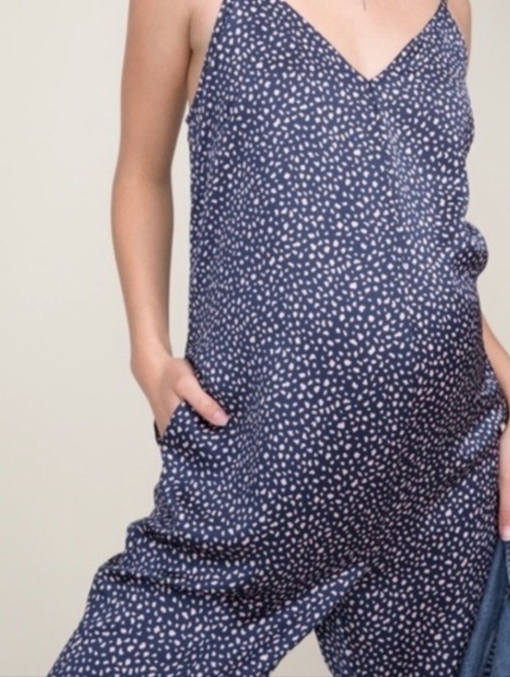 NWT HATCH Collection The Georgie Maternity Jumpsuit Navy Cheetah Size 2 M